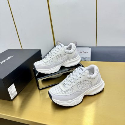 Chanel unisex couple's grey and white casual shoes - Image 3