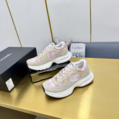 Chanel unisex couple's apricot with pink casual dad shoes - Image 3
