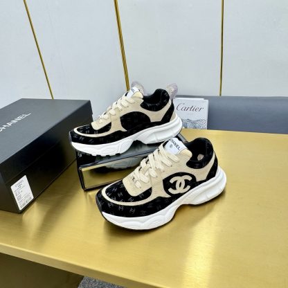 Chanel unisex couple's black with apricot casual dad shoes - Image 3