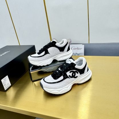 Chanel unisex couple's black and white casual dad shoes - Image 3