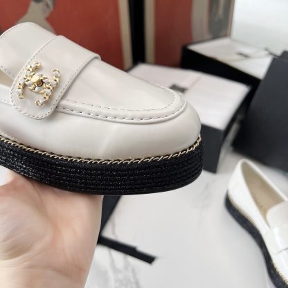 Chanel's new four seasons retro style small round toe white loafers - Image 3