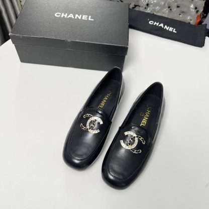 Chanel Early Spring Dance Shoes Series Small Round Toe Slim Black Loafers - Image 3