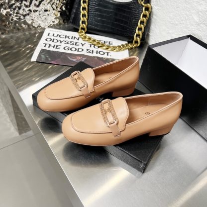 Chanel Early Spring Dance Shoes Series Small Round Head Orange Loafers Heel Height 3cm - Image 3