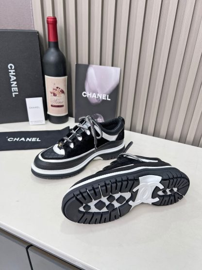 Chanel's new early spring casual black classic embroidery style casual sports shoes - Image 3