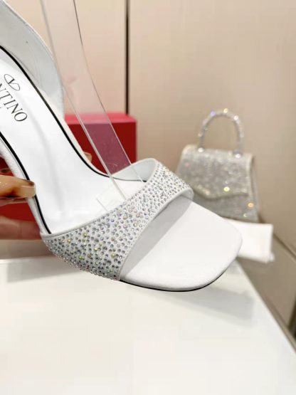 VALENTINO White Exquisite Rhinestone High Heels - Image 3