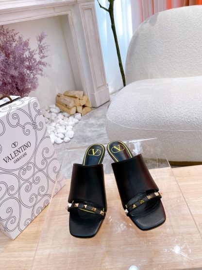 VALENTINO square toe rivet elegant sandals high heels - Image 3