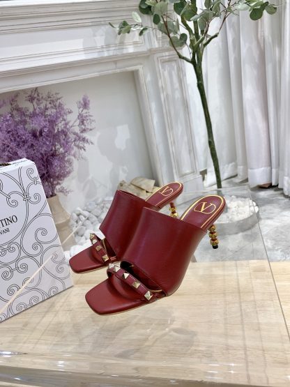 VALENTINO square toe rivet elegant sandals high heels