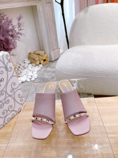 VALENTINO square toe rivet elegant sandals high heels - Image 3