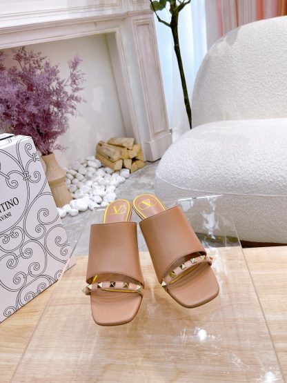VALENTINO square toe rivet elegant sandals high heels - Image 3