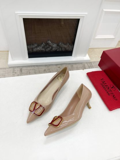 VALENTINO Bronze Buckle Patent Leather Elegant High Heels - Image 3