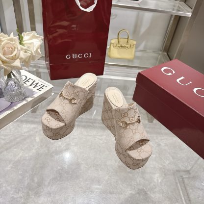 Gucci Horsebit Wedge Heel Women's Slide Sandals - Image 3