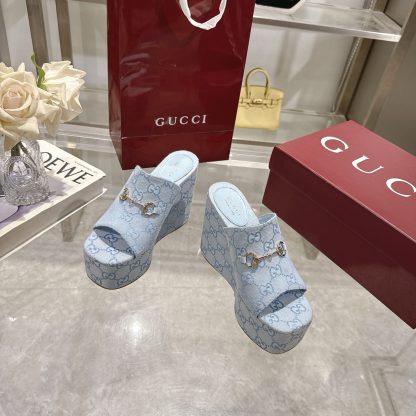 Gucci Horsebit Wedge Heel Women's Slide Sandals - Image 3