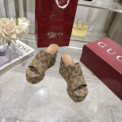 Gucci Horsebit Wedge Heel Women's Slide Sandals - Image 3
