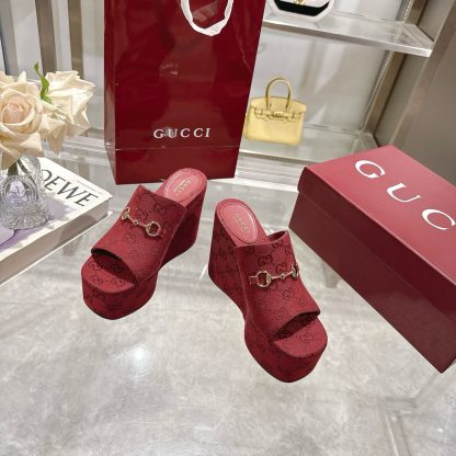 Gucci Horsebit Wedge Heel Women's Slide Sandals - Image 3