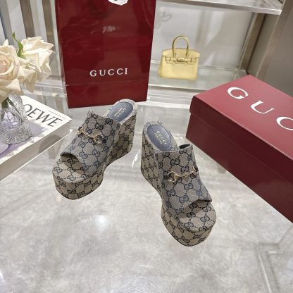 Gucci Horsebit Wedge Heel Women's Slide Sandals - Image 3