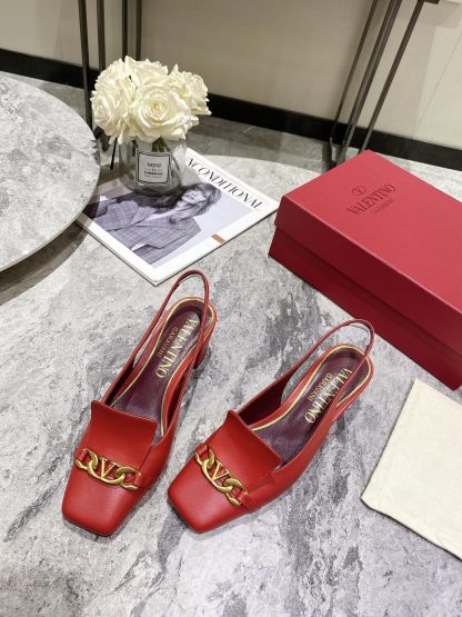 VALENTINO Gold V-chain high-end fashion sandals high heels - Image 3