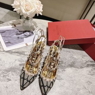 VALENTINO Gold Studded High Fashion High Heels