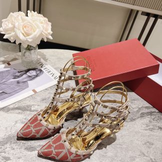 VALENTINO Gold Studded High Fashion High Heels