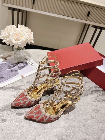 VALENTINO Gold Studded High Fashion High Heels