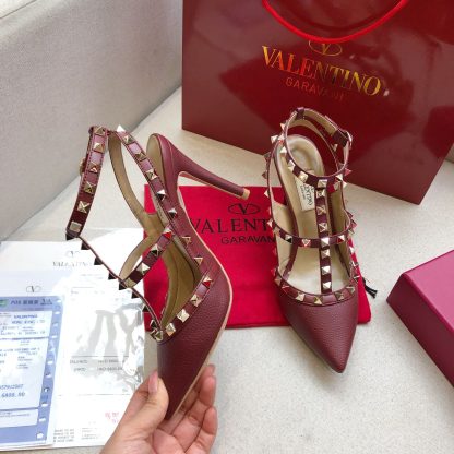 VALENTINO Litchi leather series elegant high heels - Image 3