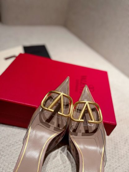 VALENTINO Fashion V Buckle Transparent Film High Heels Sandals - Image 3