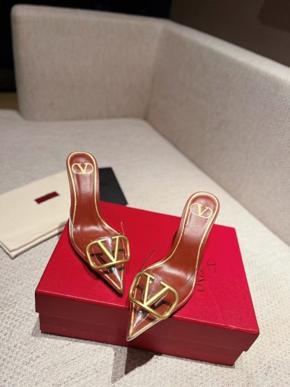 VALENTINO Fashion V Buckle Transparent Film Sandals High Heels - Image 3