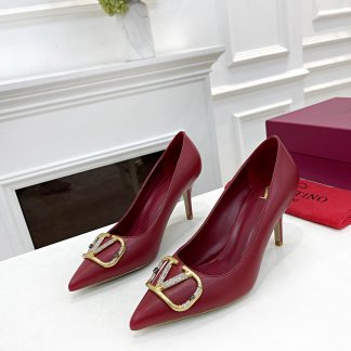 VALENTINO Fashion Elegant Big V Buckle High Heels