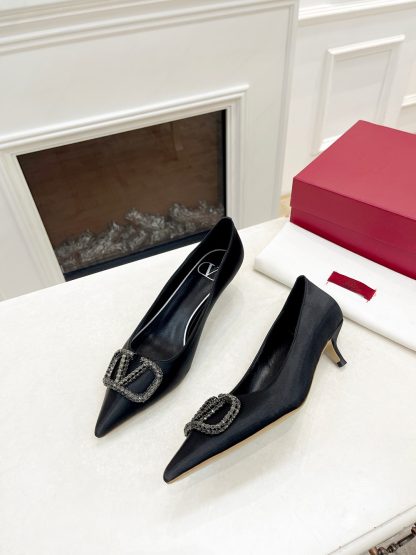 VALENTINO Rhinestone Buckle Elegant High Heels