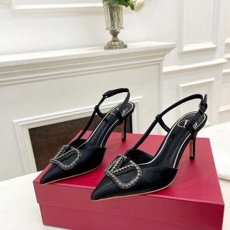 VALENTINO Rhinestone Buckle Elegant High Heels