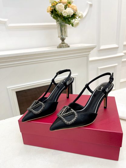 VALENTINO Rhinestone Buckle Elegant High Heels