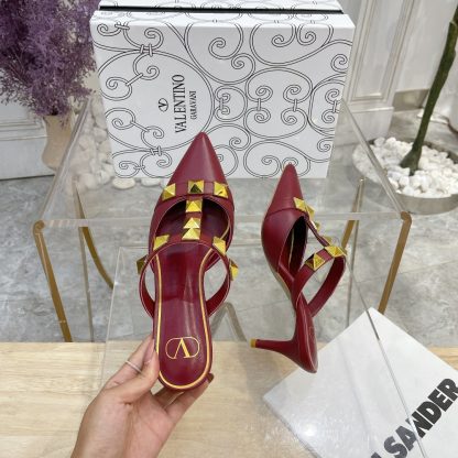 VALENTINO Gold Studded Fashion Sandals High Heels - Image 3