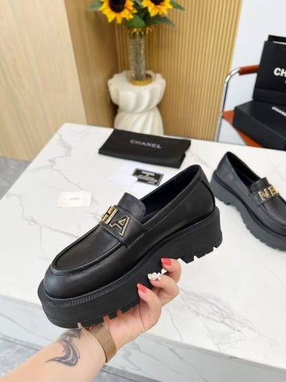 Chanel autumn and winter black lightweight and comfortable loafers thick sole 6cm - Image 3
