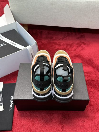 Chanel unisex couple's orange mix and match classic casual sneakers - Image 3