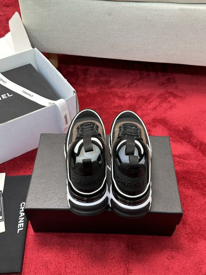 Chanel Unisex Couple Brown Mix Classic Casual Sneakers - Image 3