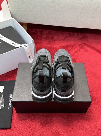Chanel Unisex Couple Grey Mix Classic Casual Sneakers - Image 3