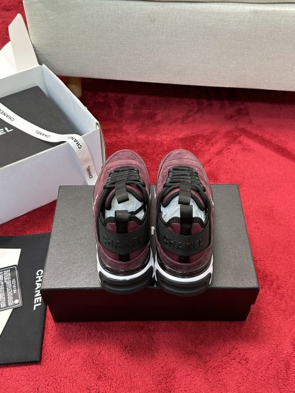 Chanel men's and women's couple's red and brown mix and match classic casual sneakers - Image 3