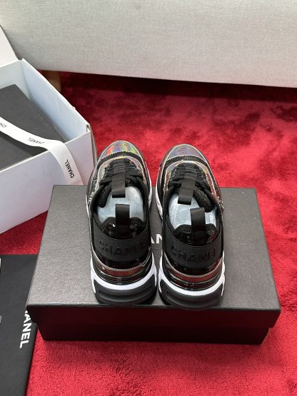 Chanel black mixed sequin craft embroidery style all-match casual sports shoes for men and women - Image 3