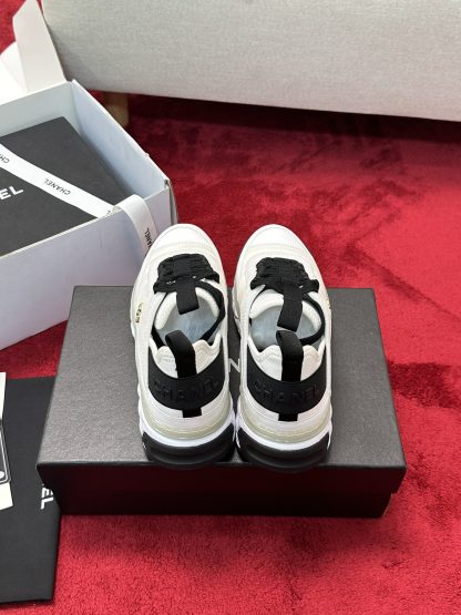 Chanel men's and women's couple's black and white mixed craft embroidery style versatile casual sports shoes - Image 3
