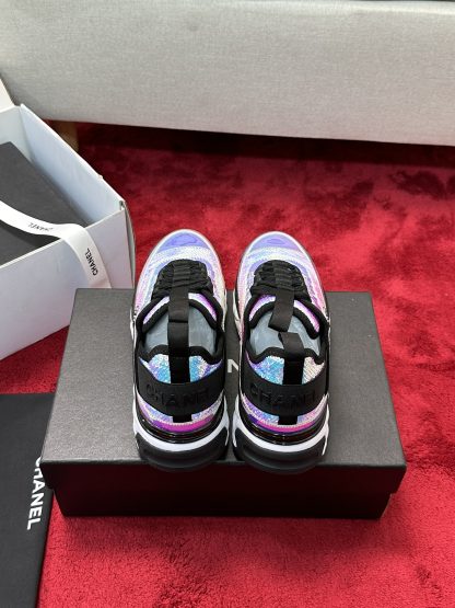 Chanel men's and women's couple's purple and blue mixed craft embroidery style versatile casual sports shoes - Image 3
