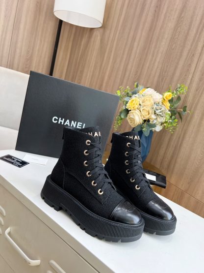 Chanel autumn and winter new black strap design non-slip boots - Image 3