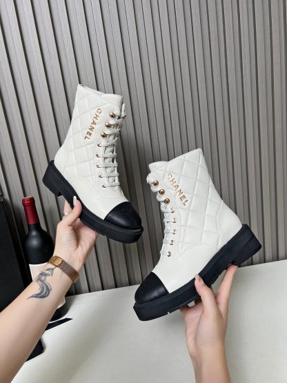 Chanel autumn and winter new electric show diamond style beige boots - Image 3