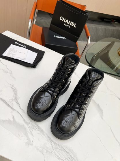 Chanel autumn and winter new black electric show diamond style boots thick sole 6cm - Image 3