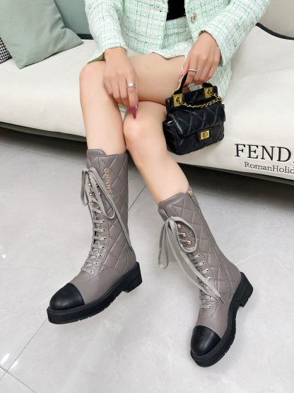 Chanel autumn and winter electric show diamond style gray mid-boots - Image 3