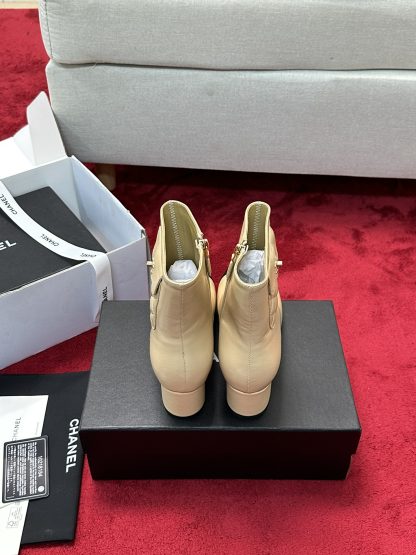 Chanel's new simple, stylish and versatile comfortable apricot short boots with a heel height of 5cm - Image 3