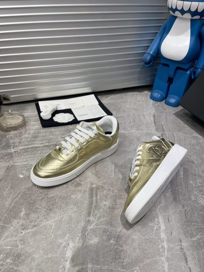 Chanel Spring and Summer Ultra High Quality Gold Fashionable Casual Sports Sneakers - Image 3