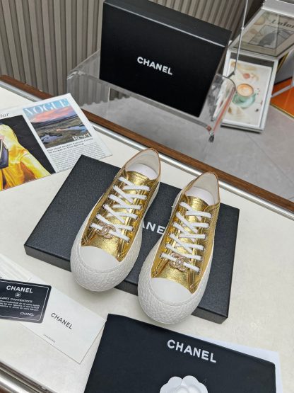 Chanel high-end custom gold classic comfortable casual shoes - Image 3
