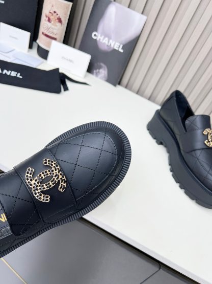 Chanel black electric show diamond style imported leather loafers - Image 3