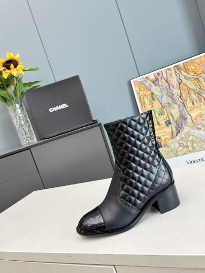 Chanel autumn and winter main season black leather Martin boots - Image 2