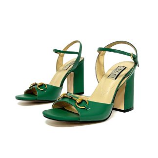 Gucci high heel block heel sandals classic buckle