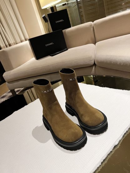 Chanel autumn and winter new green brown simple fashion boots - Image 3